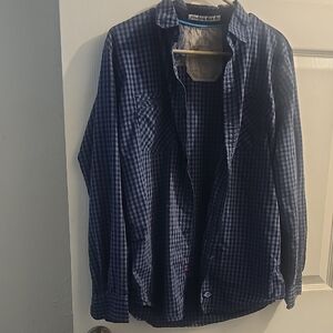 Men's Blue Checkered Casual Button Down Shirt